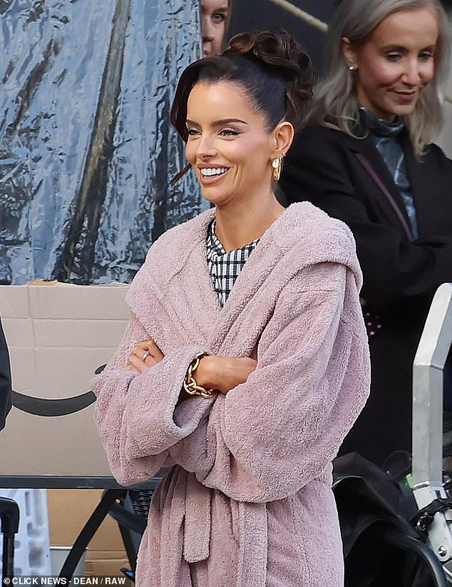 She looked in good spirits as she chatted away to the crew ahead of filming the new advert, after being a brand ambassador for TRESemme last year