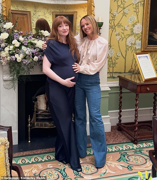 Nicola Roberts enjoyed a reunion with her Girls Aloud bandmate Kimberley Walsh as the pair celebrated the impending arrival of her first child with a lavish afternoon tea