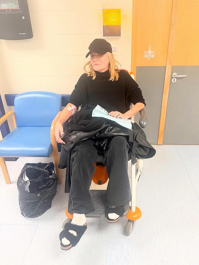 EastEnders bosses will likely be scrambling to rewrite scenes featuring Michelle Collins (Cindy Beale) after she has been left hobbling on crutches and with her right leg in a brace following a nasty injury over Easter weekend