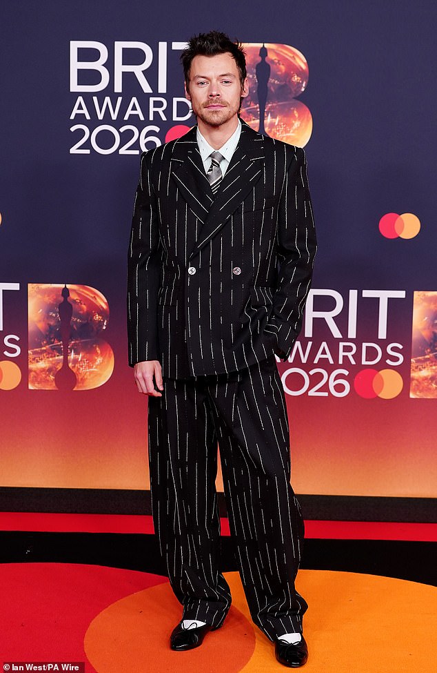 Harry Styles in ballet flats on the red carpet at the 2026 Brit Awards