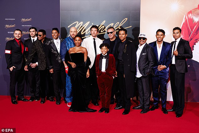 Blanket (aka Bigi), 24, wore a sharp suit featuring a patch referencing his father¿s iconic moonwalk, while Prince, 29, also cut a smart figure as the pair smiled on stage alongside Hollywood stars Miles Teller and Nia Long, who appear in the film