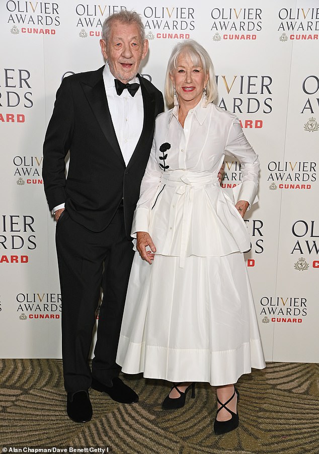 Helen was joined by Sir Ian McKellen in the winners room at The Oliver Awards