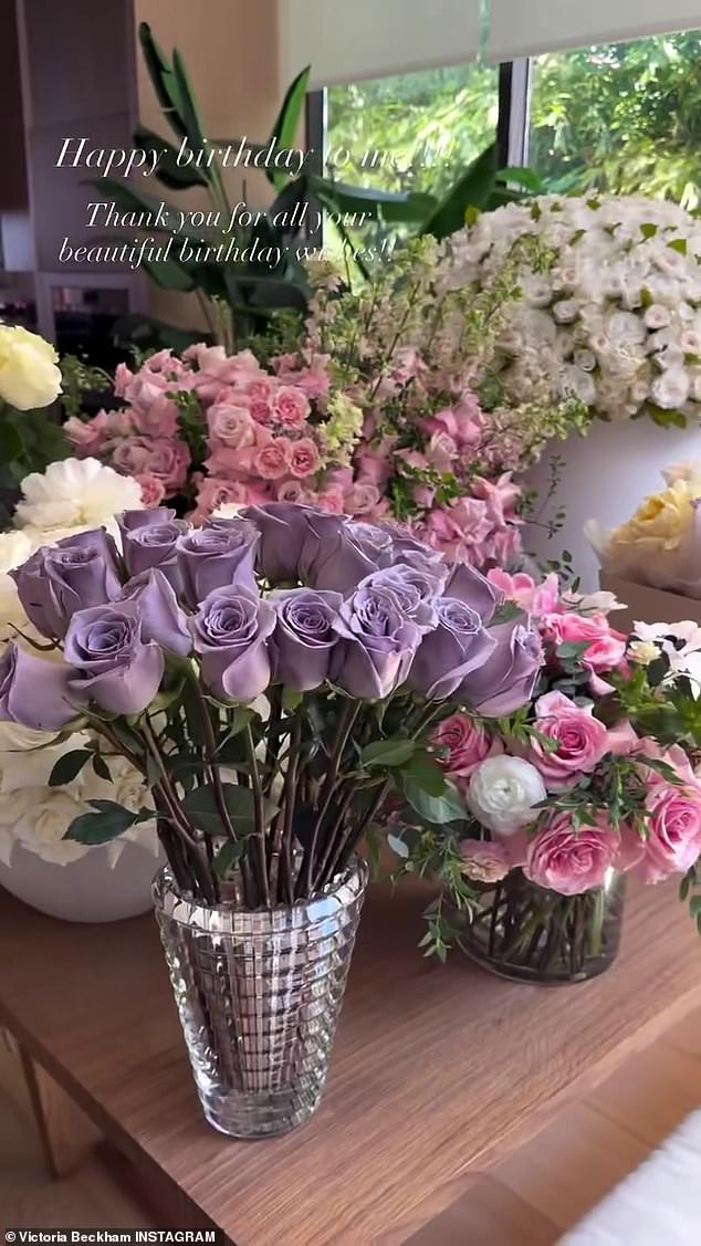 Victoria shared photos of the many flowers she received on her birthday