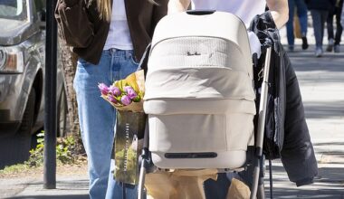 Sophie Habboo and Jamie Laing headed out on a family stroll with their baby son Ziggy on Sunday after opening up about his 'terrifying' birth