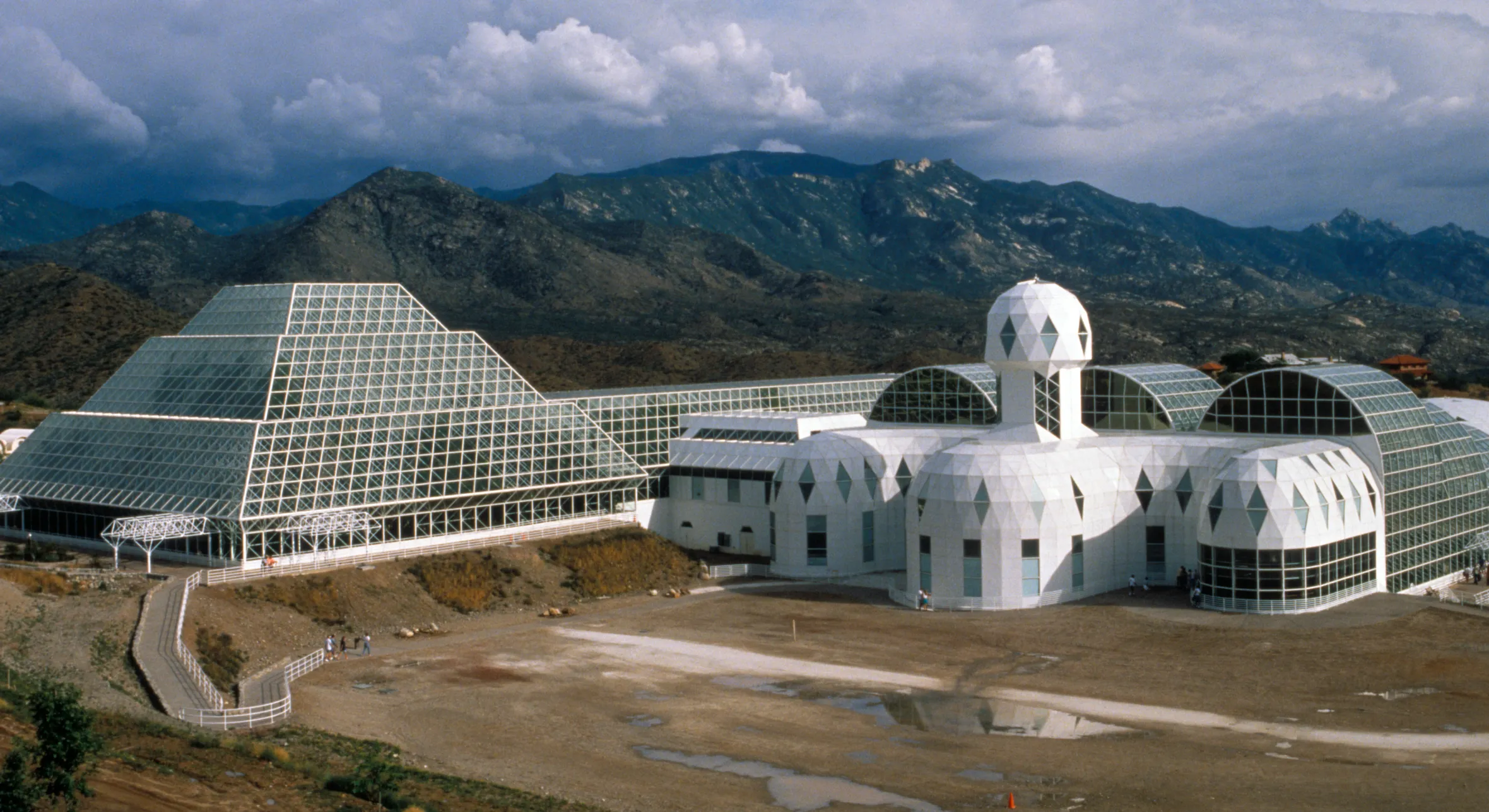 Biosphere 2 ecological biome near Tucson Oracle, Arizona, USA, just after completion.