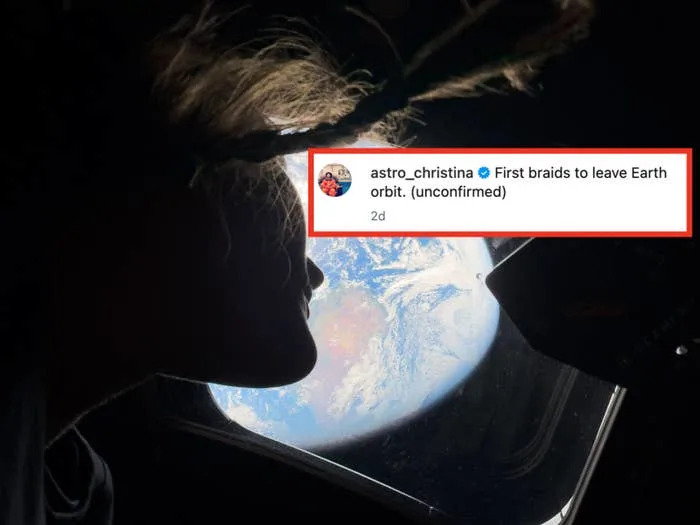 Person gazing out from a spacecraft window at Earth from space, with a partial silhouette framing the planet's view