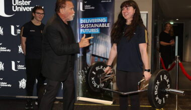 Schwarzenegger tells Belfast students to dream big