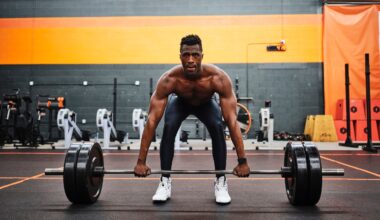 man in gym preparing to lift