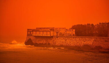 Saharan dust storm turns sky red over holiday island of Crete