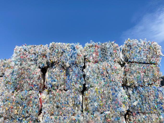 Plastic bottles compressed into bales and ready for recycling in this undated photo / gettyimagesbank