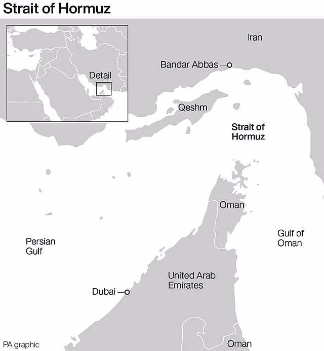 PA infographic showing the Strait of Hormuz