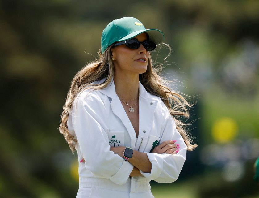 Golf - The Masters - Augusta National Golf Club, Augusta, Georgia, U.S. - April 8, 2026
Wife of Spain's Sergio Garcia, Angela Akins Garcia, looks on during the par 3 contest REUTERS/Brian Snyder