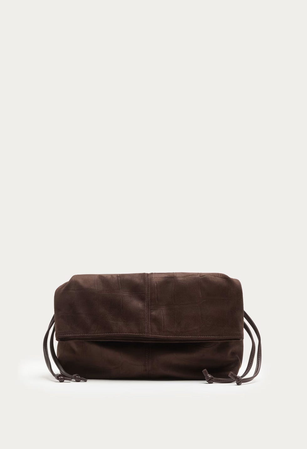 Suedette Ruched Fold-Over Clutch Bag Suedette Ruched Fold-Over Clutch Bag