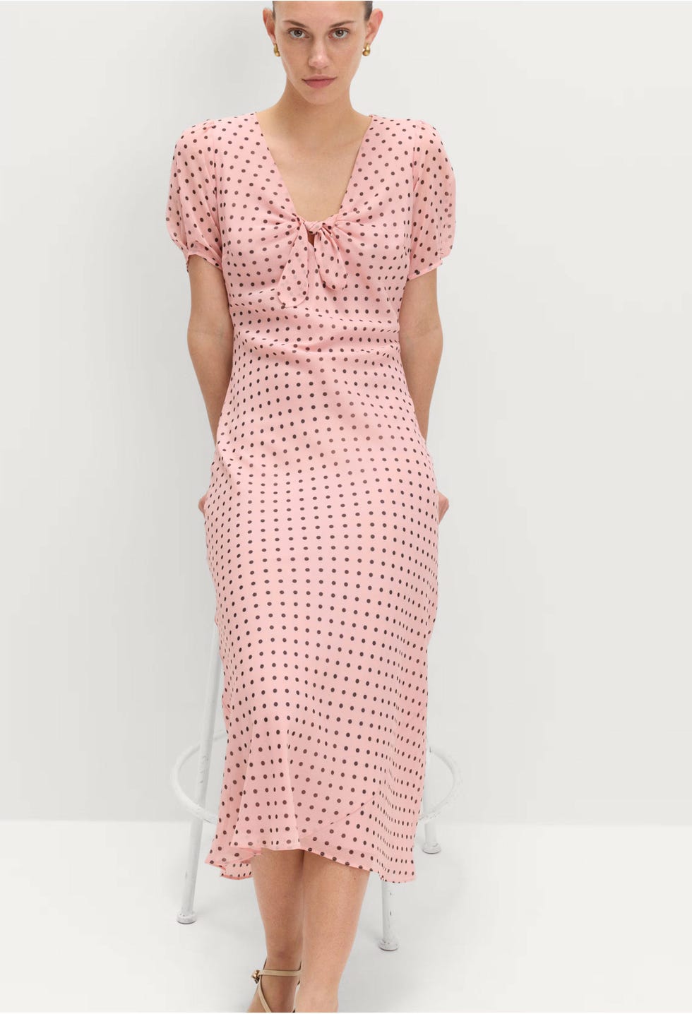 Polka Dot Puff Sleeve Midaxi Tea Dress Polka Dot Puff Sleeve Midaxi Tea Dress