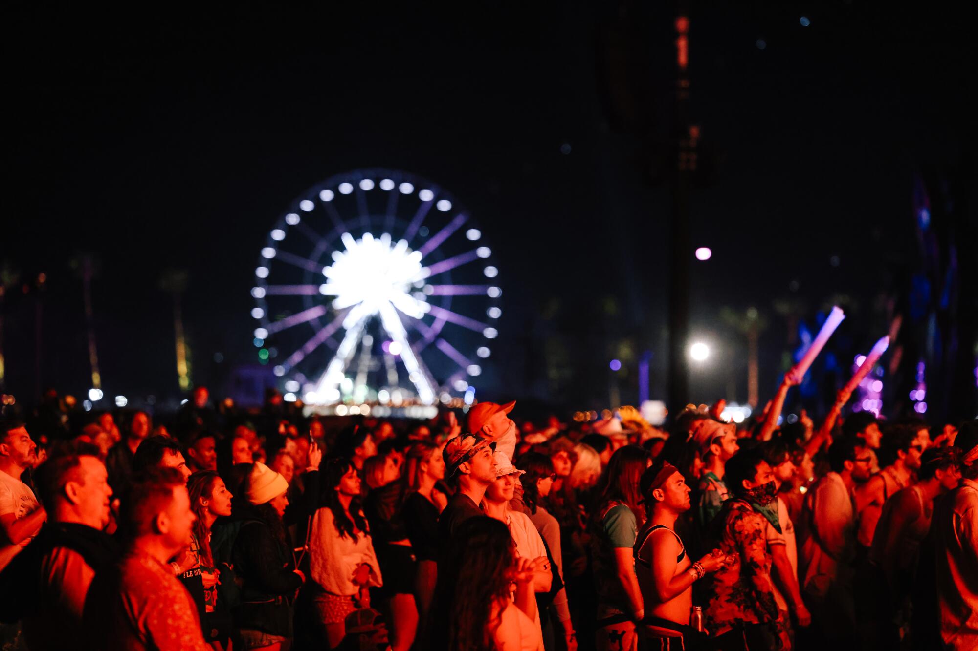  A crowd listens to Boygenius perform on day two of the first weekend at Coachella 