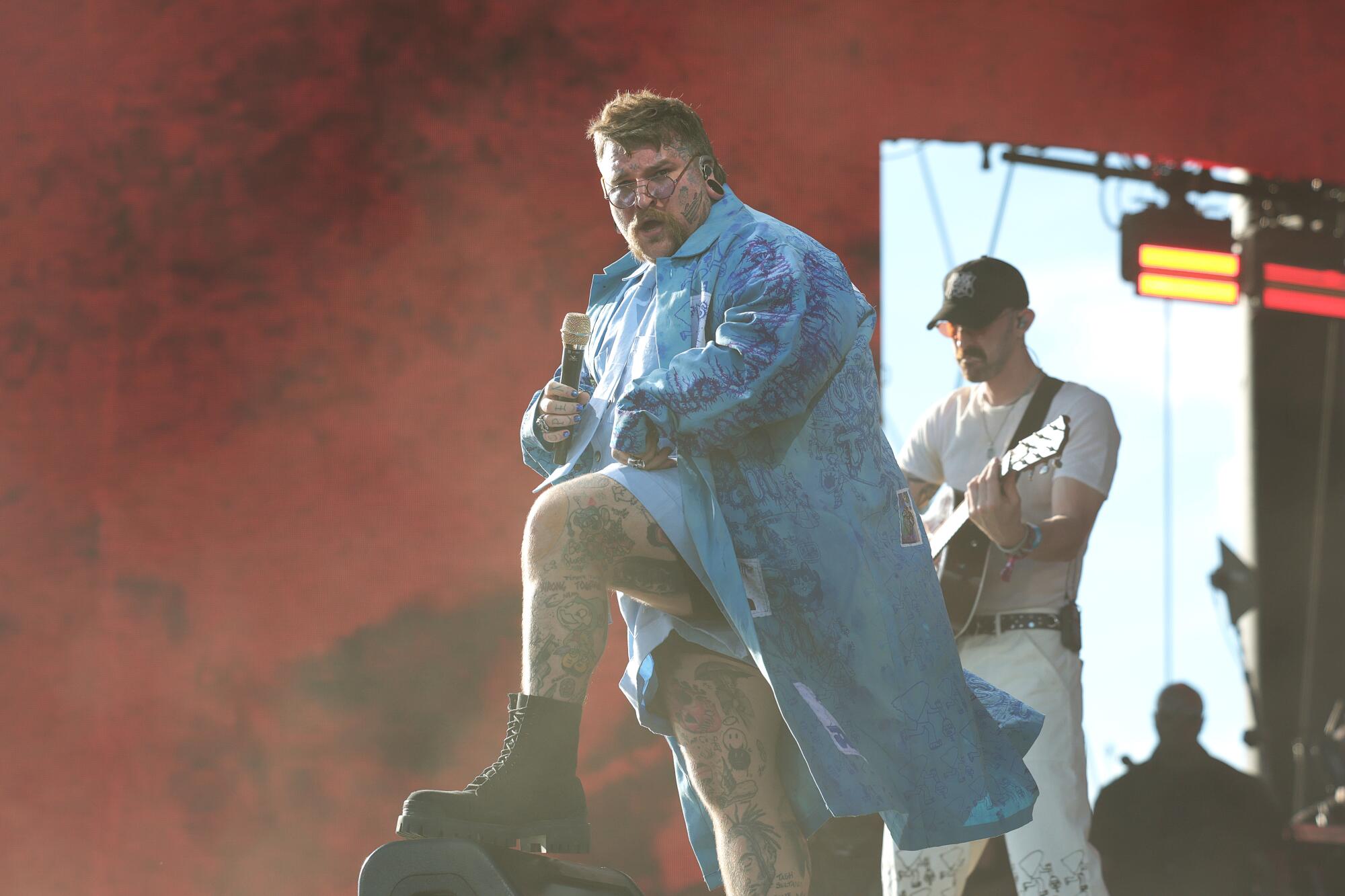 Teddy Swims performs at Coachella.