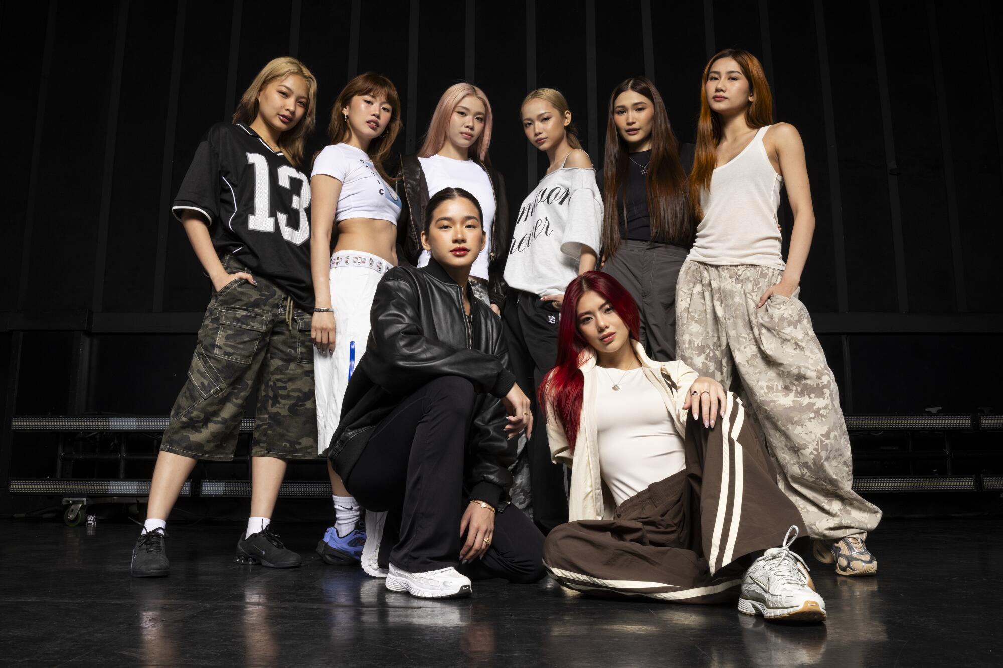 Bini band members, clockwise from left: Colet, Maloi, Stacey, Gwen, Jhoanna, Sheena, Mikha, Aiah.