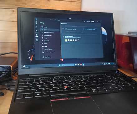 Windows 11 laptop showing Microsoft Teams settings running