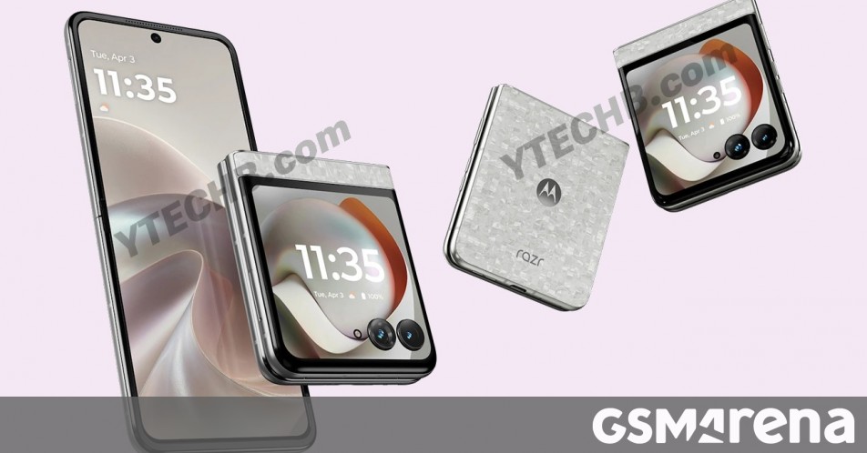 Renders show the Motorola Razr 70 in a new color, Pantone Bright White