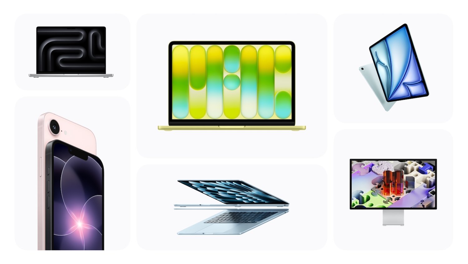 Apple iPhones, iPads, and MacBooks.