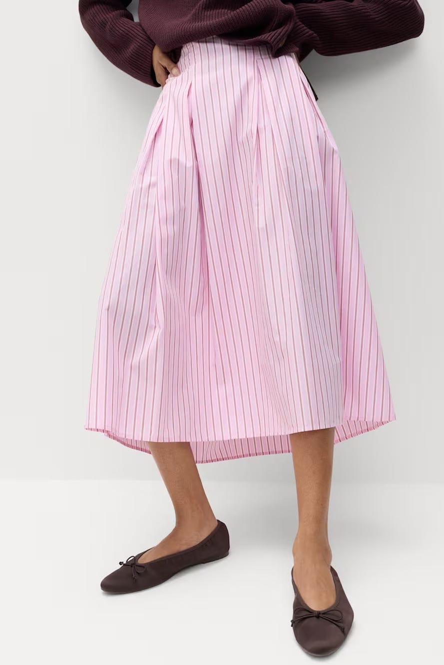 Pure Cotton Striped Midi Circle Skirt