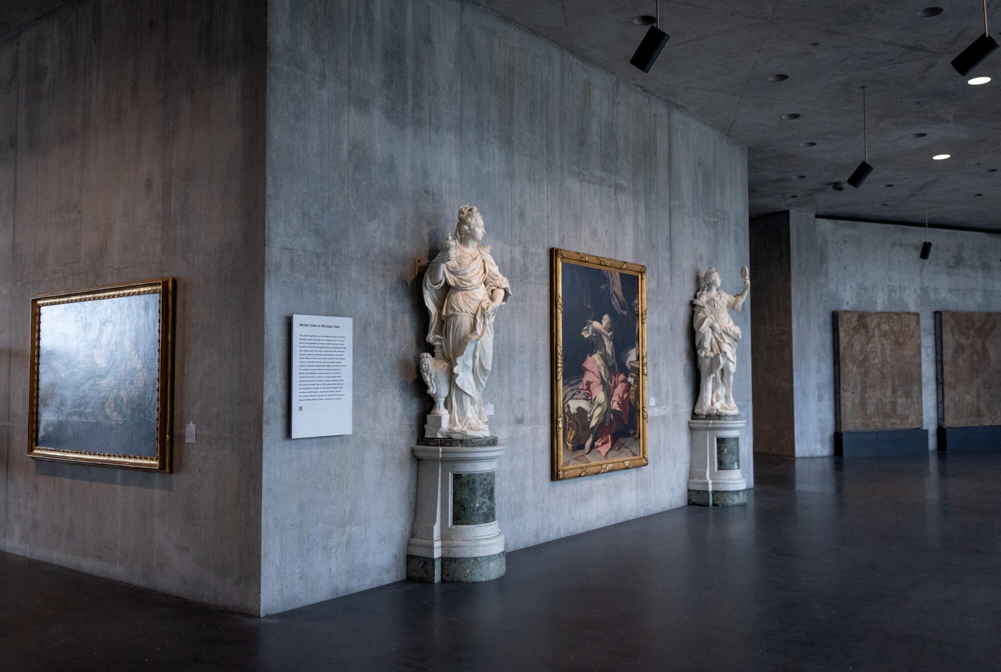The interior of a concrete museum.
