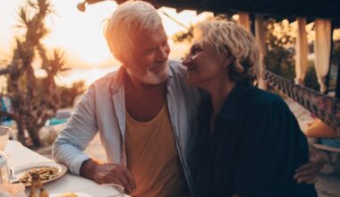 Senior couple on a date stock photo
