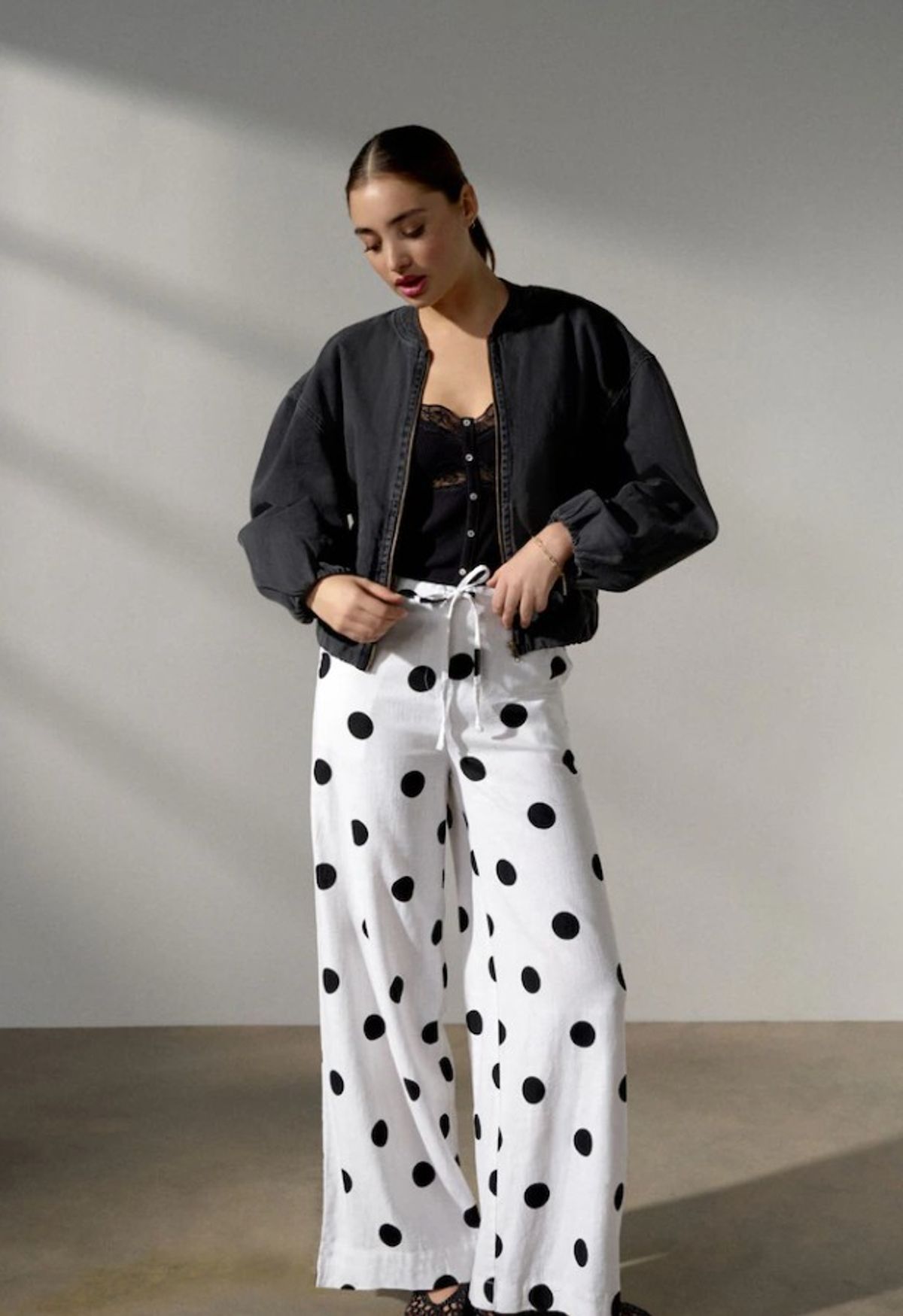 They feature a trending polka dot print