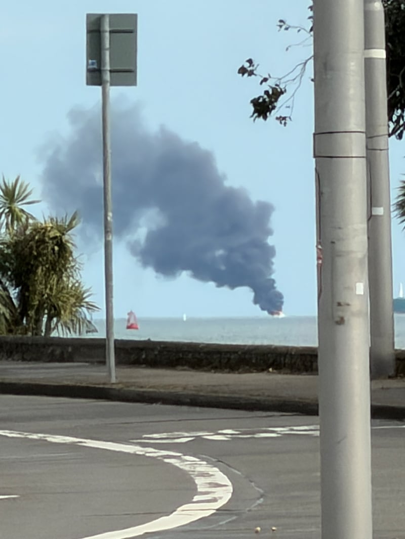Fire off Dublin Bay on Saturday afternoon. Photograph: Rebecca Daly
