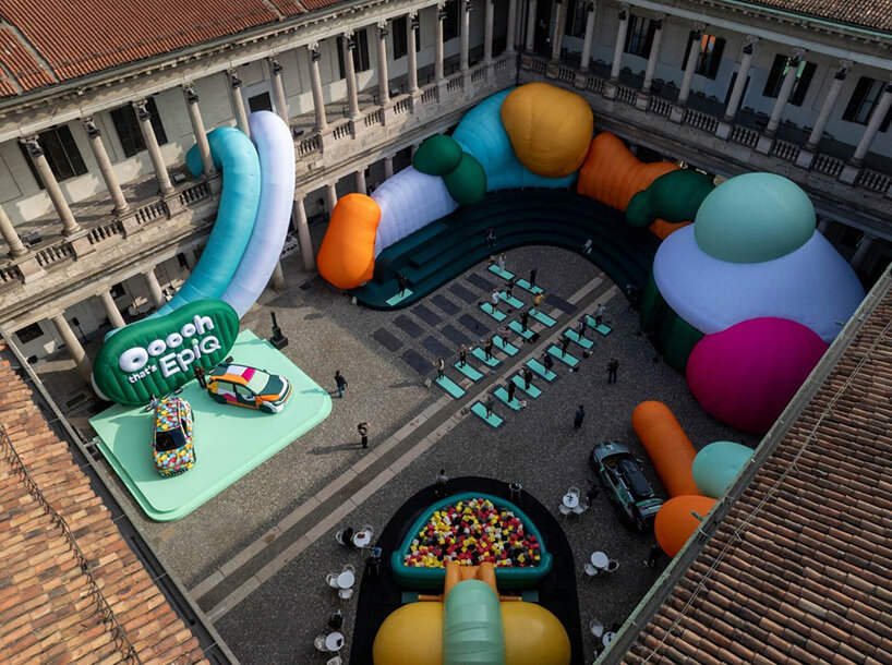 inflatable clay-like landscape by ulises studio fills palazzo del senato in milan with color - 2
