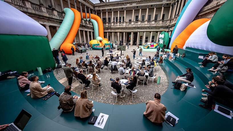 inflatable clay-like landscape by ulises studio fills palazzo del senato in milan with color - 10