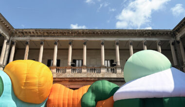 inflatable clay-like landscape by ulises studio fills palazzo del senato in milan with color