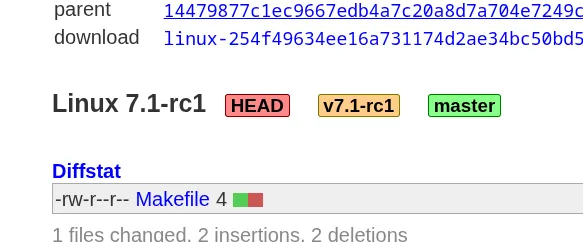 Linux 7.1-rc1 Git tag