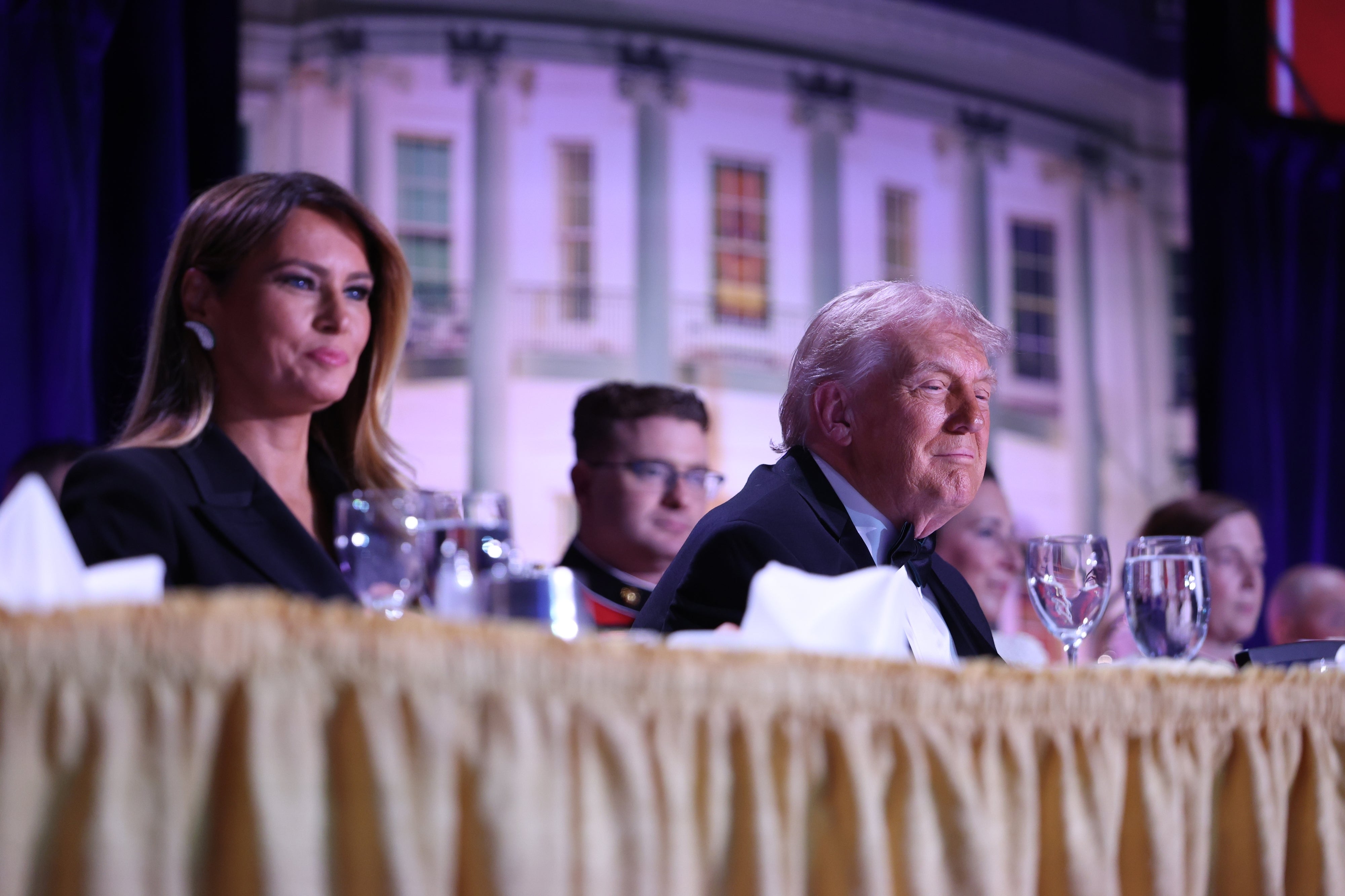 Melania Trump was seated next to Donald Trump at the White House Correspondents’ Dinner when gunfire broke out