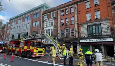 Two people hospitalised after fire at pub in Dublin city centre; Luas line out of service and commuters warned of delays