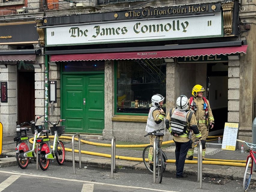Emergency services attend the scene of a fire at Eden Quay, Dublin (Photo: Steve Humphreys)
