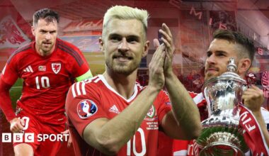 Aaron Ramsey in action for Wales and Arsenal through the years