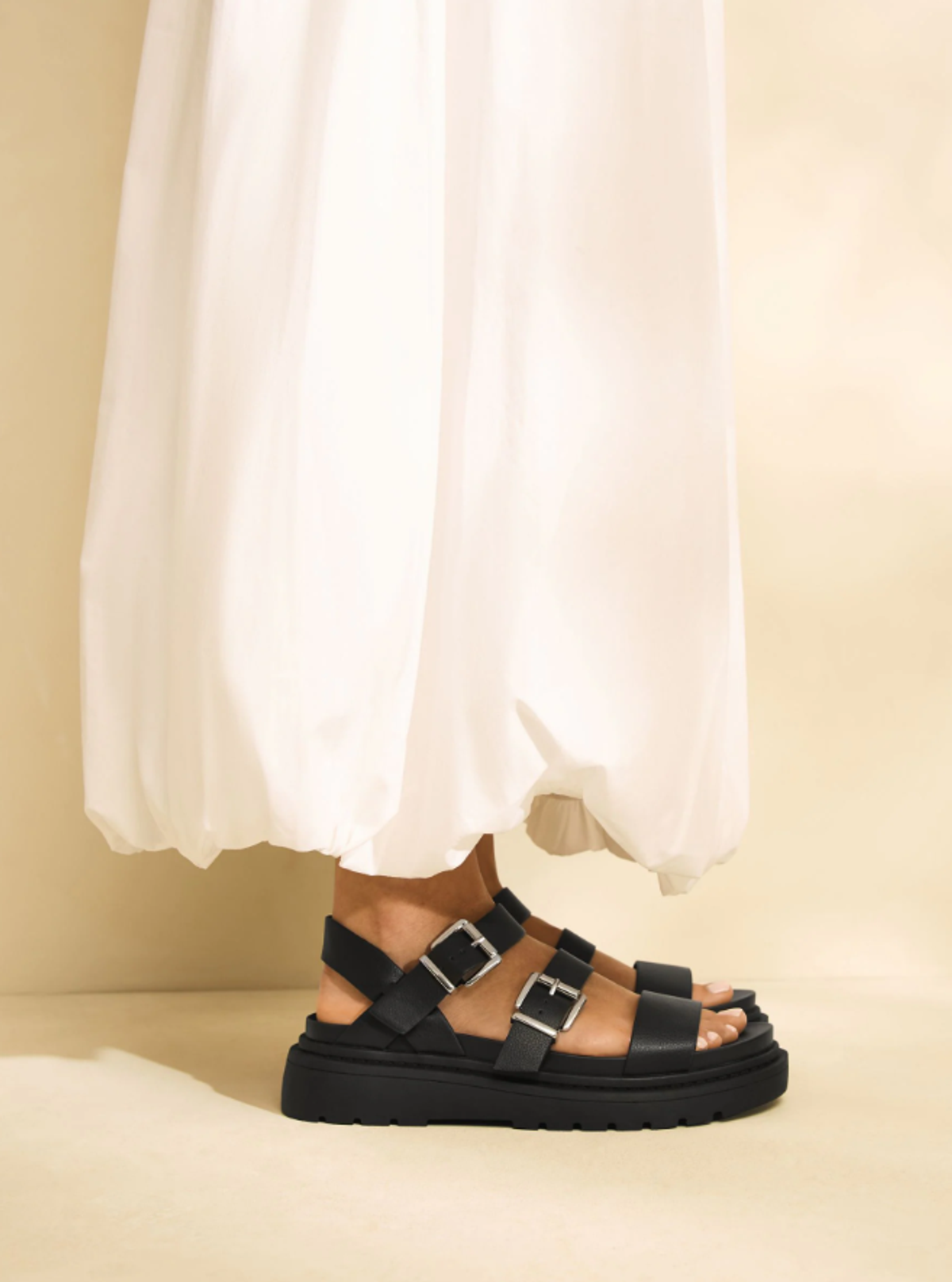 Black Standard/Wide Fit Chunky Buckled Sandals