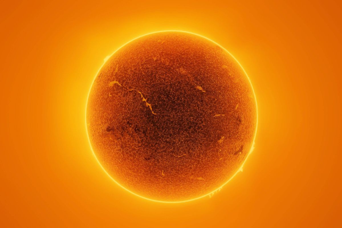 Solar surface showing intense heat and plasma flares