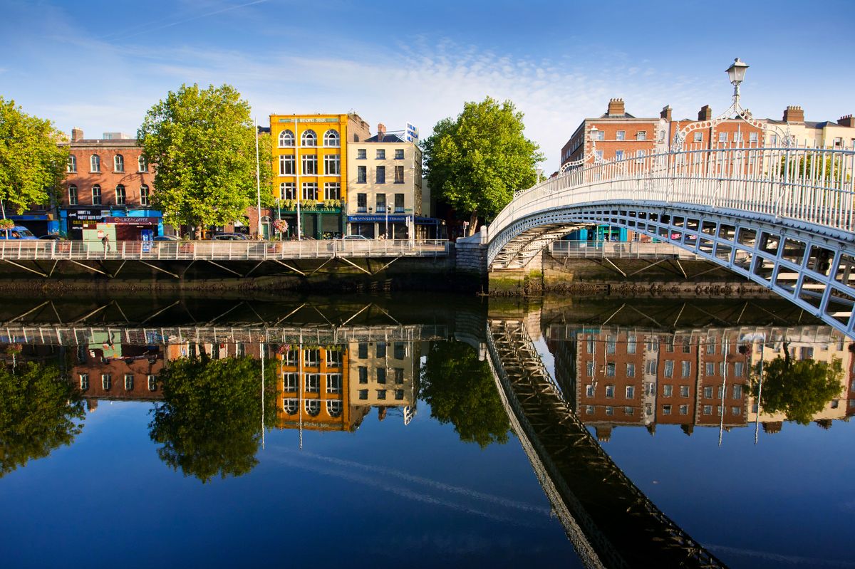 The Ha'penny bridge on a bright sunny day