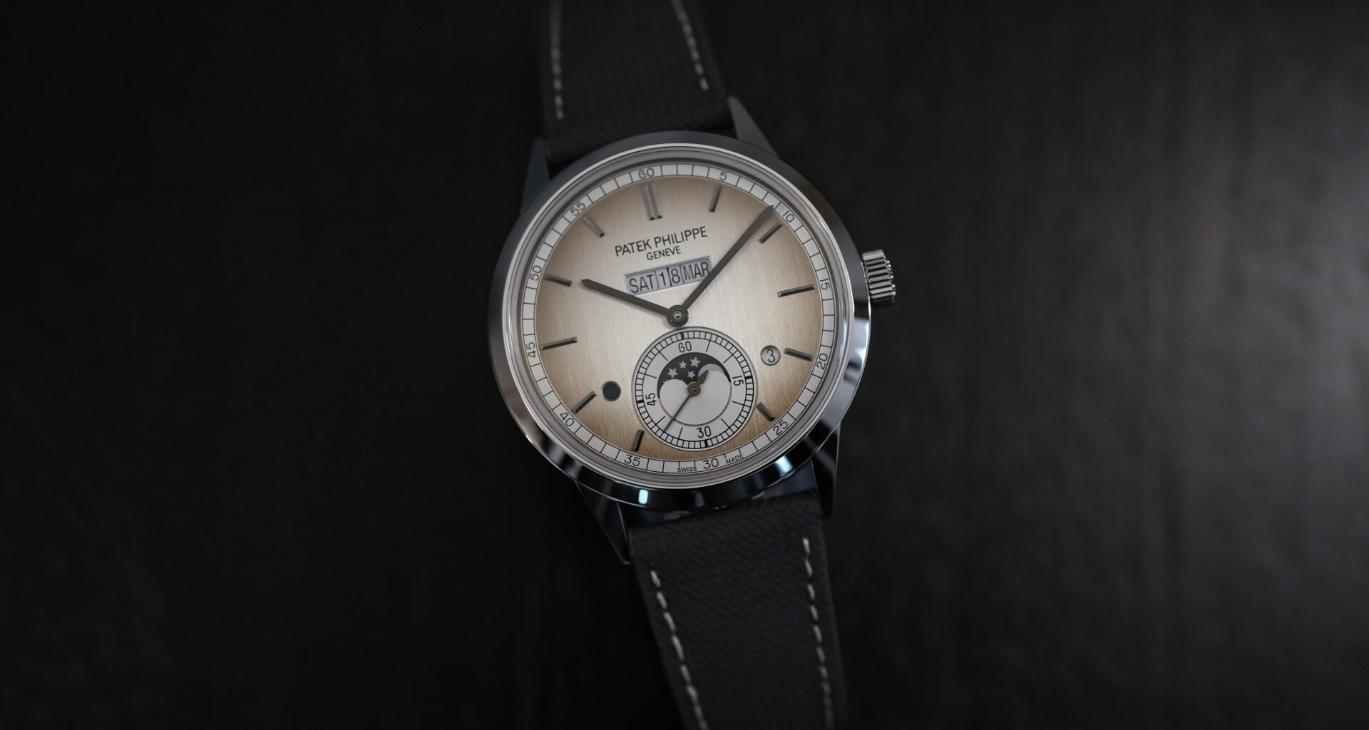 The new Silver-Toned Patek Philippe In-Line Perpetual Calendar 5236P