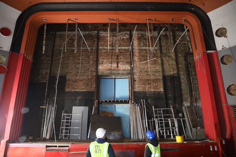 The 1935 proscenium arch during the refurbishment of the picture house in Belfast. Photograph: Danny Meegan/PA Wire

