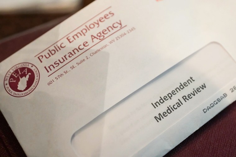 An envelope from Public Employees Insurances Agency, with a letter inside labeled "Independent Medical Review"