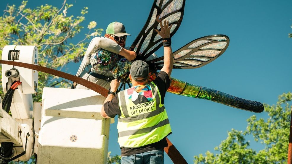 The installation of{ } the 'Dragon Dancer' statue at Caldwell Park in Redding (City of Redding)