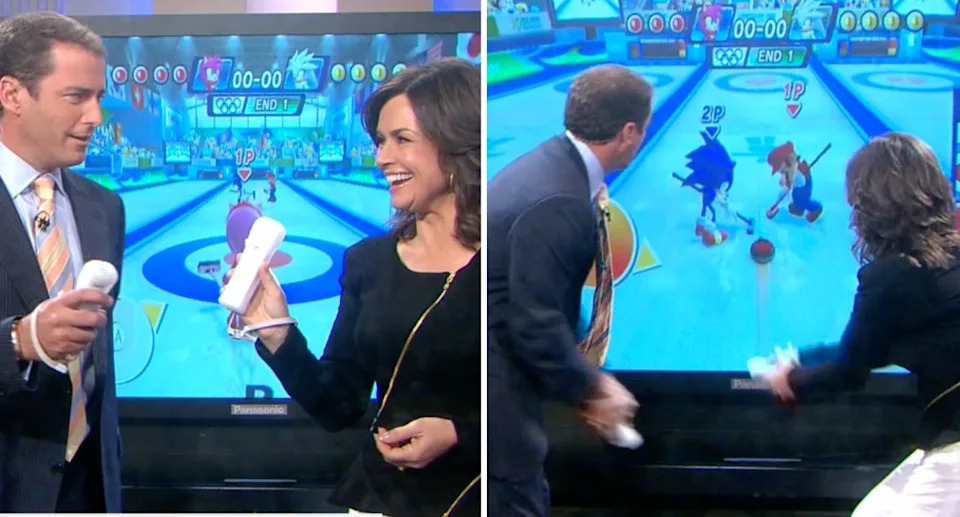 Karl and Lisa played the Nintendo Wii when it was first released and was one of the funniest on-screen moments of the pair. Source: Channel 9