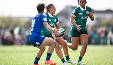Stacey Flood supported by Nancy McGillivray during the Italy game