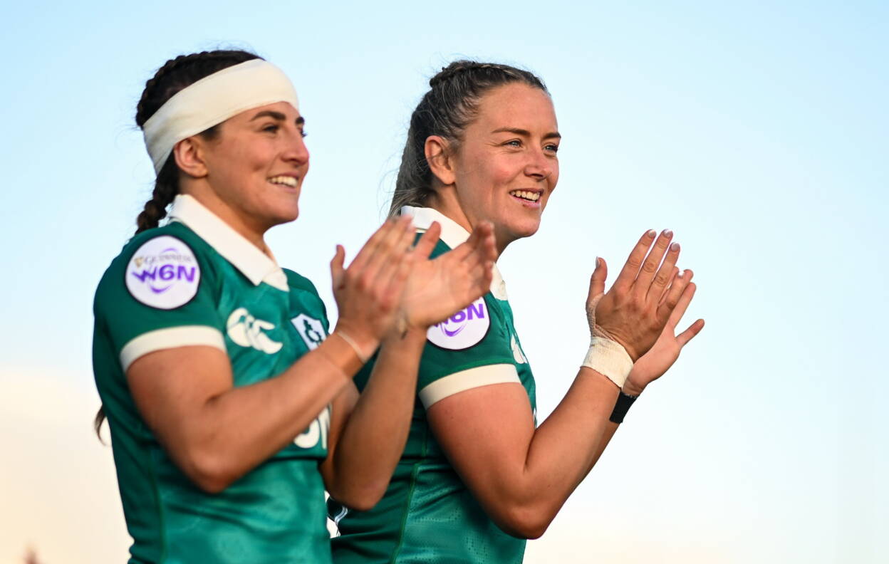 Stacey Flood with fellow dual international Emily Lane