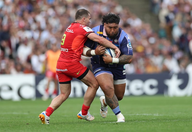 Even Antoine Dupont struggled to contain Bordeaux's Ben Tameifuna during their win over Toulouse in the Champions Cup. Photograph: James Crombie/Inpho