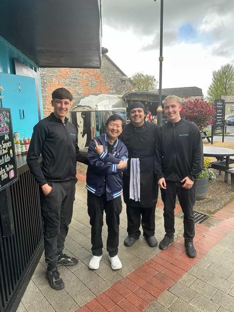 Ken Jeong with staff members at Jilly & Joe's in Bunratty, County Clare. Image: Jilly & Joe's via Facebook