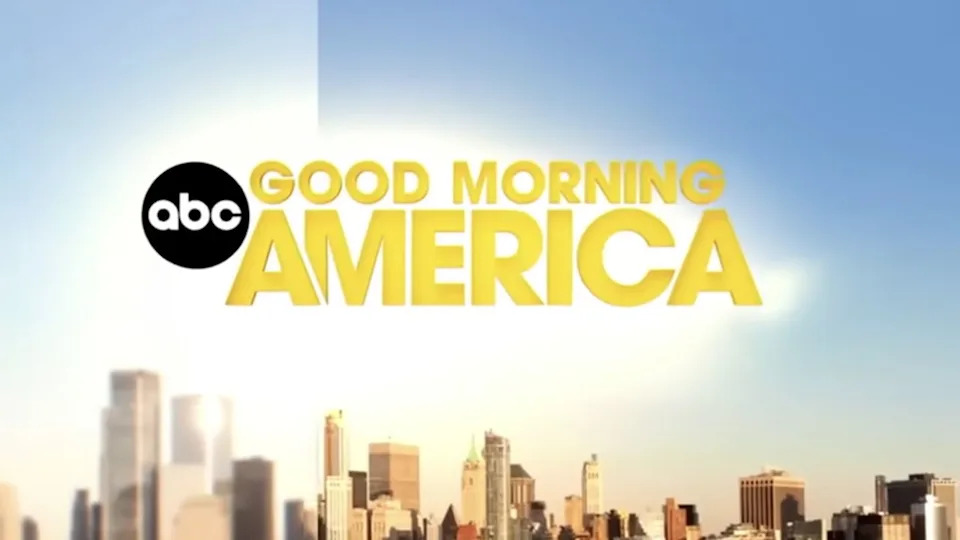  The Good Morning America logo is shown during a broadcast. 